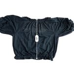 Free People  Dorothy Crop‎ Top Y2k Black Stripe LARGE Peasant Feminine NWT Photo 7