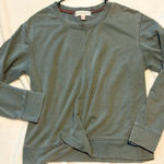 Knox Rose  Dark Green Long Sleeve twist bottom top size large boho hippy Photo 0