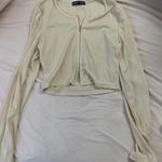 Beige Zipper Crop Top Tan Size M Photo 0