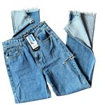 Momokrom Dolls Kill  MID blue Wide Leg Split Hem Jeans Photo 0