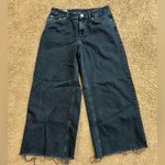 Pull&Bear High Rise Wide Leg Cropped Jeans Dark Black Size 6 Photo 3