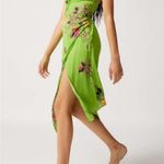 Urban Outfitters Y2K  Pricilla Lace Up Green Floral‎ Satin Dress XS Romantic Boho Photo 14