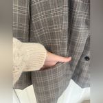 Rachel Zoe Oversized Gray Plaid Tartan Double Breasted Blazer Jacket Preppy L Photo 2