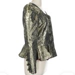 Vintage 90s Escada Brocade‎ Rococo Gold Metallic Peplum Avant Garde Blazer 42 Black Photo 3