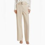 Elie Tahari  Diana Pinstriped Belted Pants Sand and White Stripe size 8 NWT $345 Photo 2