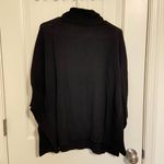 EUC AGB women’s black cowl neck button knit pattern poncho sweater loose large‎ Photo 5