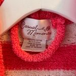 Casual Moments Pink and White Hooded Striped Bathrobe w/belt womens size smal Photo 2