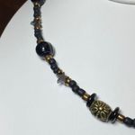 Hand Crafted Black and Gold Toned Jack O'Lantern Pumpkin Necklace Photo 4