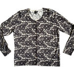 Talbots  Womens Size XL Cream Black Lace Floral Cardigan Sweater Wool Blend Photo 0