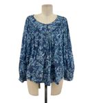 Free People Cool Meadow Printed Top Denim Combo Blue Floral Size XS Photo 2