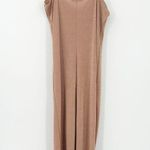 ZARA Womens Cocktail Party Coquette V-Neck Slinky Metallic Slip Dress Size M Tan Photo 6