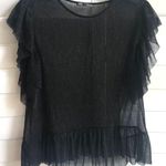 ZARA Black Sheer Ruffle Top Photo 0