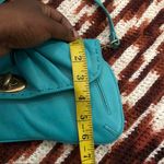 Vintage 90s Y2K Turquoise leather gold turn lock mini shoulder hand bag purse clutch pleated 2000s #glam #evening #classy #feminine #romantic Measurement in pics Great condition Blue Photo 6
