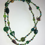 Vintage 34” Green Glass Shimmer Beaded Retro Boho Necklace Photo 0