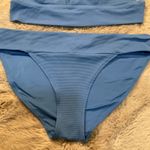 Aerie Bikini Size Large Blue Textured Waffle Knit Swimsuit 2 Piece Photo 2