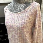 Free People Pink Combo Long Sleeve Textured Knit Top Size L (NWT) Photo 2