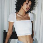 Princess Polly  Top White Short Sleeve Crop Photo 0