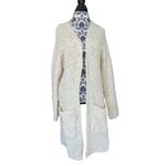 Long Nubby Knit Open Laced Back Cream Cardigan Sweater size Medium Photo 1
