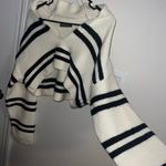 Shop Priceless Priceless Women's V-Neck Striped Sweater - Cream and Black Photo 3