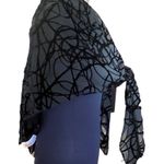 Handmade  black sheer and velvet geometric design scarf 50x42 inches Photo 2