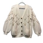 EN CREME Cream Bobble Knit Cardigan Sweater Puffy Sleeve Oversized M L Size M Photo 0
