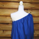 Aidan Mattox Blue One Shoulder Drape Dress Photo 6