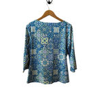 J. McLaughlin  Women L Top Nylon Spandex Catalina Cloth Geo Preppy Boat Neck Shirt Photo 6