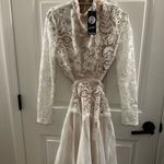 Boohoo White Knee-length A-line Dress with Long Bishop Sleeves for Wedding Guest Photo 2