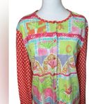 Tabi Womens Tropical Button Front Long Sleeve Shirt Large Vacation Beach Novelty Photo 1