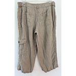 Chicos Pants Womens‎ 0 Tan Linen Blend Cargo Crop Pants Beachy Coastal Resort Photo 1