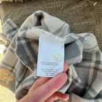 Altar'd State  Plaid Flannel Shirt Button Down Gray Cream Pockets Womens Sz Small Photo 4