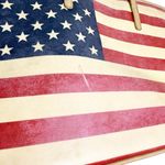 USA American Flag Leather Shoulder Tote‎ Blue Photo 3