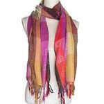 Multicolor Peace Sign Pashmina & Silk Scarf Neck Warmer Pink Purple Yellow Photo 0
