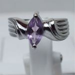 Sterling Silver Amethyst Purple Birthstone Ring, Marquise Cut Gemstone, Size 7 Photo 0