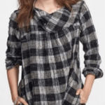 Free People  Walk in the Park Plaid Cozy Cowl Tunic Sweater w/ Pockets. Size M Photo 0
