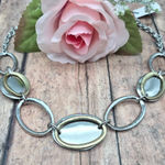 Chico's NWT Two Tone Silver & Gold Collar Bib Necklace Oval Pendants 20" Photo 0