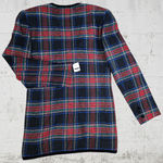 Liz Claiborne Vintage 90s Black Red Tartan Plaid Wool Blend Velvet Trim V-Neck Blazer Size 4 Photo 10