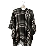 Unbranded OS Black & Gray Plaid Poncho Shawl Wrap With Fringe Edges Size undefined Photo 6