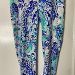 Lilly Pulitzer  Athletic M Blue Green Pink Floral Print Leggings Capri Pants Photo 0