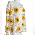 Everleigh Sunflower Crochet Knit Cardigan Sweater Ivory Yellow 1X NEW Orange Photo 2