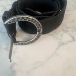 Liz Claiborne Vintage 90s Black Leather Suede Belt Silver Buckle Small Photo 3
