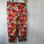 Kathy Ireland  Red Floral Print Crop Pants Photo 3
