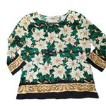 Collections Etc Christmas Holiday White Poinsettia Top Womens Large Sequin Shine Photo 10