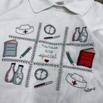 Vintage y2k grandma granny Nurse collared sweatshirt White Size M Photo 1