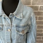 Risen | LIGHT WASHED DISTRESSED JEAN JACKET | WOMENS SIZE LARGE | BUBBLE SLEEVE Photo 1