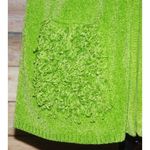Lisa International Size M Funky Retro Lime Green Crop Sweater Zip Front Chenille Size M Photo 3
