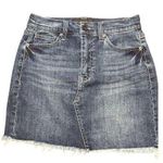 Kendall + Kylie Dark Blue Denim Mini Skirt Raw Hem Size 26 15" Long Photo 0