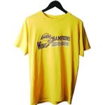 Distressed Vintage 80s Los Angeles Lakers World Champions T Shirt Yellow Medium Photo 0