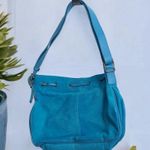 Diane Von Furstenberg  DVF Blue Vibrant Silk Assets! Leather Suede Photo 2