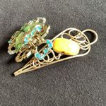 Beautiful genuine amber hair pin 💖 Gold Photo 7